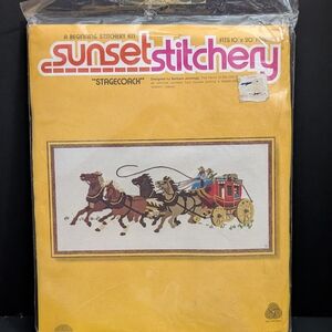 Vintage 1977 Sunset Stitchery Needlepoint Stagecoach Kit 2550